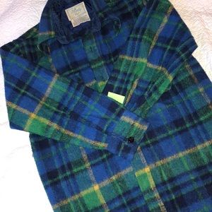 Vintage blue/green/yellow plaid fleece sz small